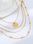 Simple Geometric Pattern Multilayer Necklace Women Versatile Daily Jewelry