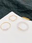 10Pcs Gold Line Floral Design Ring Set Women Holiday Daily Jewelry