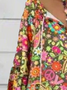 Plus Size V Neck Ethnic Loose Dress