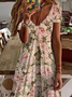 V Neck Floral Casual Dress