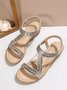 Party Rhinestone Slip On Wedge Sandals