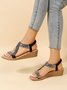 Party Rhinestone Slip On Wedge Sandals