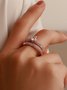 Elegant Full Pave Diamond Ring Set Daily Holiday Party Wedding Women Jewelry