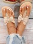 Vacation Bow Decor Flat Heel Thong Sandals