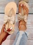 Vacation Bow Decor Flat Heel Thong Sandals