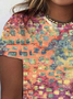 Plus Size Casual Multicolor Block Loose T-Shirt