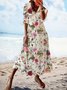 Loose Vacation Red Floral Dress