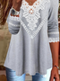 Casual Lace V Neck T-Shirt