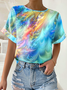 Plus Size Crew Neck Abstract Loose Casual T-Shirt