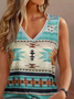 Ethnic Casual Jersey Printing Tank Top