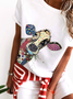 Crew Neck Animal Casual Loose tunic Dress