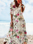 Loose Vacation Red Floral Dress