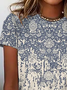 Plus Size Casual Gradient Ethnic Pattern Loose Jersey T-Shirt