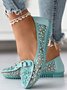 Elegant Applique Bowknot Decor Lace Split Joint Flat Shoes