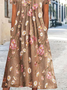 Casual Floral Printed Crew Neck Dress