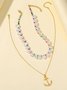 Vacation Pearl Anchor Layered Necklace Beach Boho Women's Jewelry