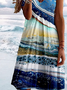 V Neck Ombre Abstract Printed Jersey Casual Dress