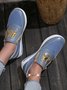 Letter Decor Breathable Mesh Fabric Split Joint Slip On Walking Shoes