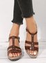 Retro Casual Widened Feet With Crossed Straps Chunky Heel Sandals