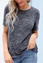 Polyester Cotton Casual Crew Neck Plain T-Shirt