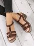Retro Casual Widened Feet With Crossed Straps Chunky Heel Sandals