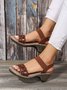 Brown Lizard Faux Leather Retro Block Heel Sandals