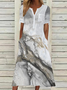 Crew Neck Casual Loose Buckle Dress