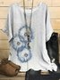 Plus Size Crew Neck Dandelion Casual Shirt