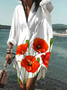 Shirt Collar Loose Casual Printing Dress