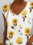 Jersey Sunflower Printed Casual Tank Top