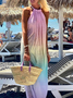 Loose Ombre Halter Vacation Dress