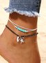 Boho Turquoise Beaded Layered Anklet Vacation Beach Everyday Jewelry