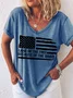 Women's Word Land Of The Free Because Of The Brave American Flag Loose Shirt
