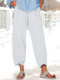 Women Solid Casual Linen Cotton Pants