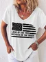 Women's Word Land Of The Free Because Of The Brave American Flag Loose Shirt