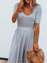 Jersey Loose Crew Neck Casual Jumpsuit