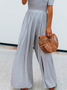 Jersey Loose Crew Neck Casual Jumpsuit