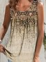 Ethnic Printed Casual Jersey Crew Neck Tank Top