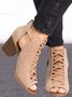 Urban Commuting Simple Hollow Cross Thin Straps Thick-heeled Sandals And Boots