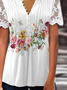 Crew Neck Floral Jersey Casual Shirt
