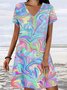 Casual Loose Jersey V Neck Dress