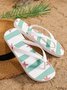 Star Pattern Striped Beach Flip-Flops