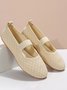 Plaid Texture Fly Woven Fabric Breathable Mary Jane Shoes