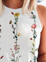 Plus Size Floral Crew Neck Casual Tank Top