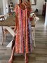 Loose Jersey Ethnic Printed Casual Dress