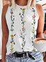 Plus Size Floral Crew Neck Casual Tank Top
