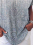 Plus Size Gradient Pattern V Neck Jersey Casual T-Shirt