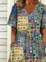 Plus Size Ethnic V Neck Loose Ethnic Dress