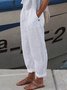 Plus Size Plain Casual Loose Cotton Pants