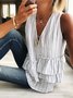 Loose Striped Casual V Neck Tank Top